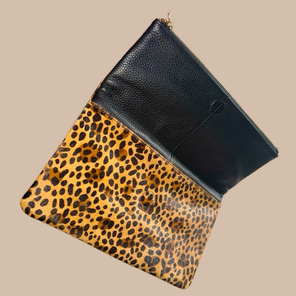 WHISTLES Leopard Print Chapel Foldover‎ Clutch Bag